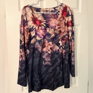 Soft Surroundings Multicolor Floral Long Sleeve Top